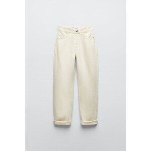 Zara Basic Z1975 Denim Relaxed Fit Denim Jeans Off White Size 2 Button